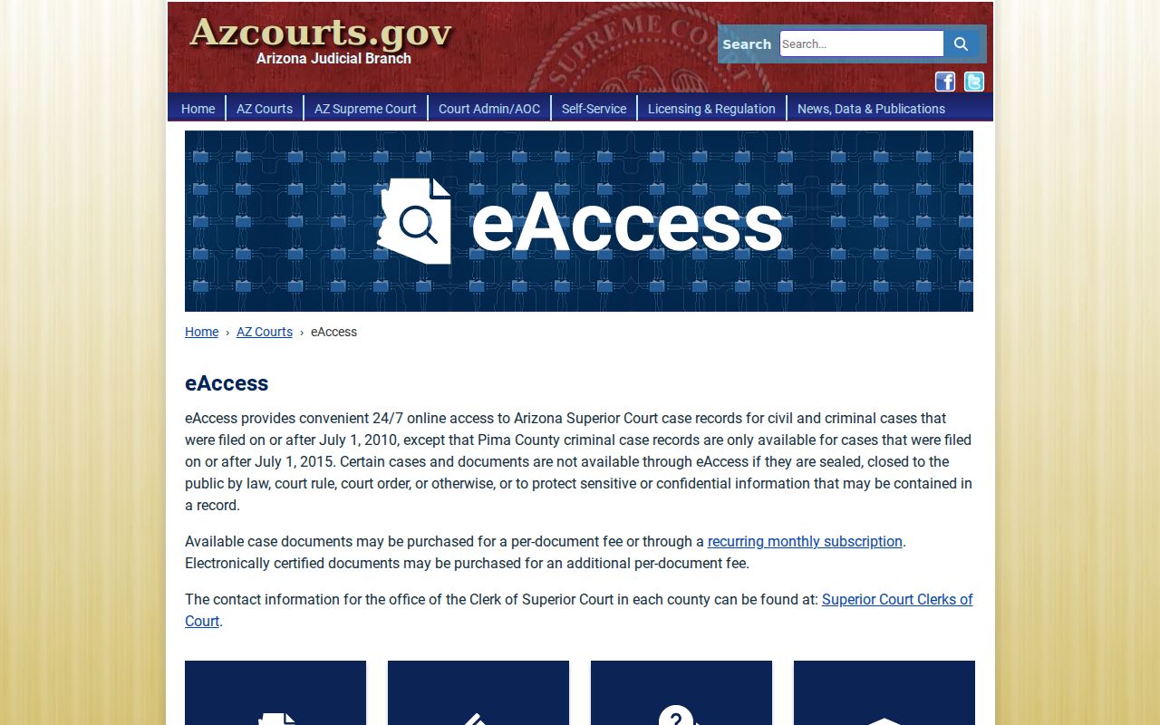 Maricopa County docket search eAccess overview