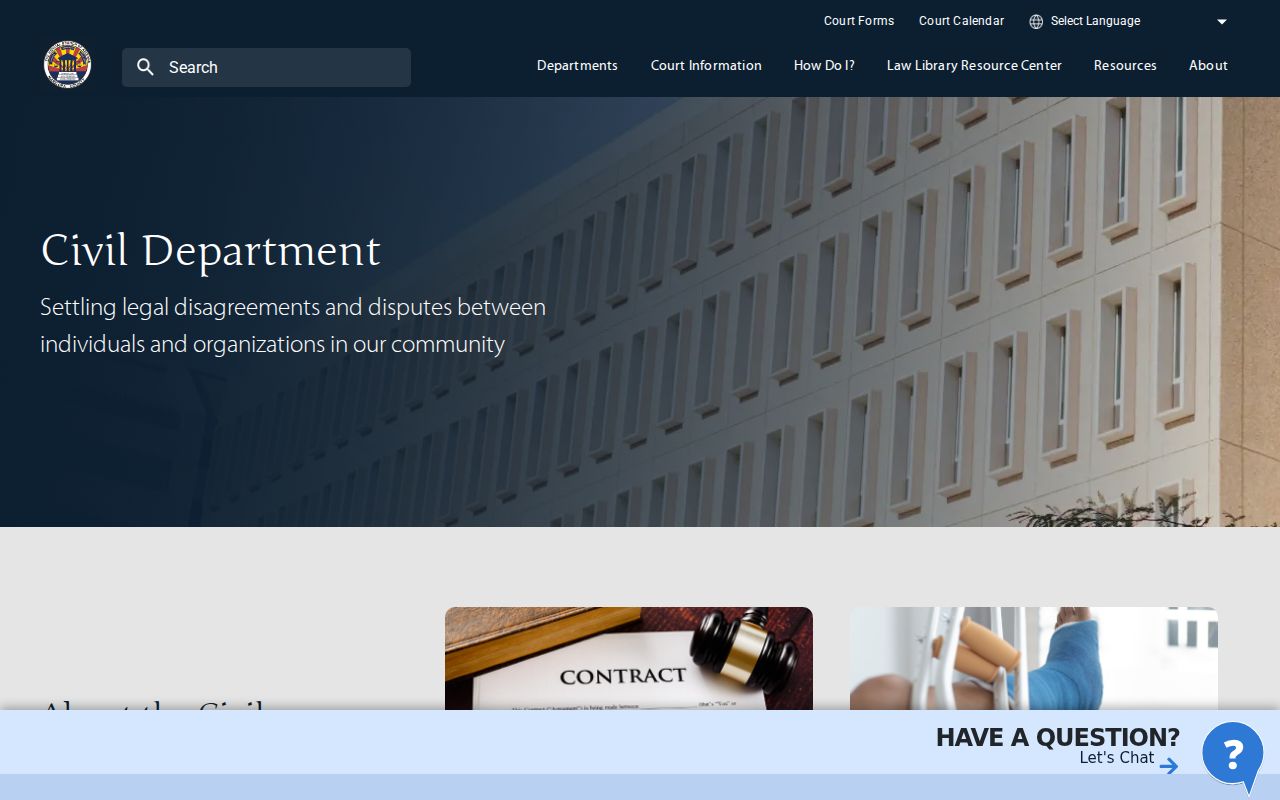 Maricopa County civil court docket Civil Department page