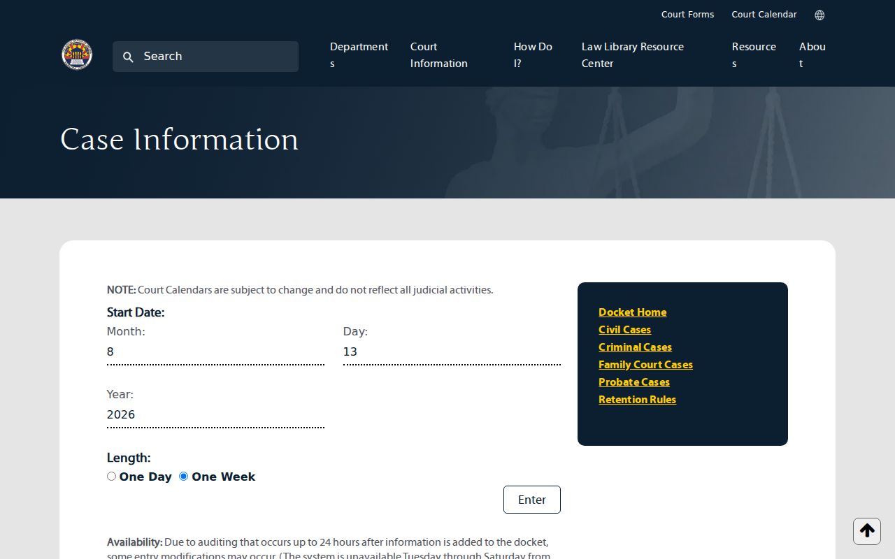 Maricopa County court schedule calendar search