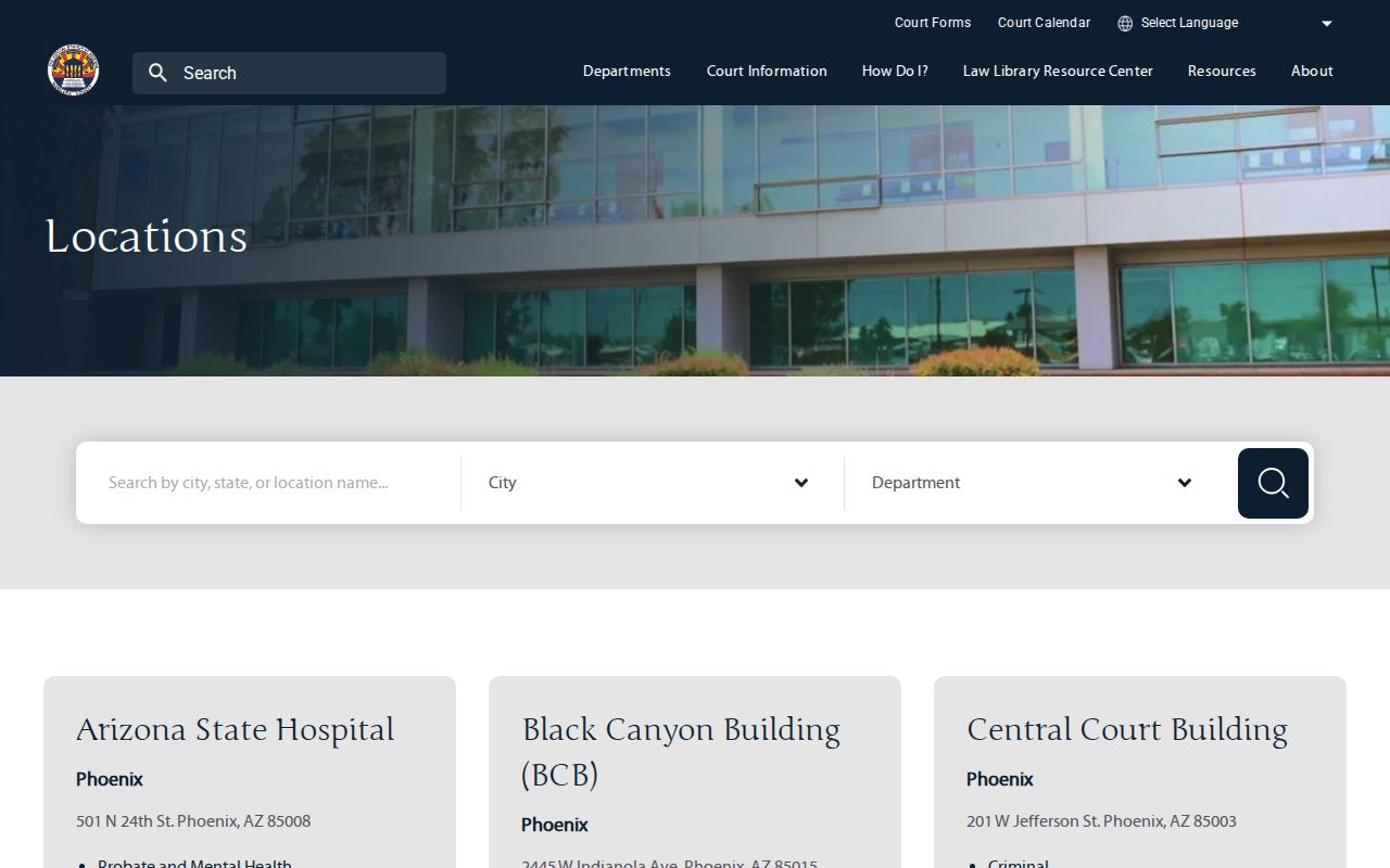 Maricopa County court locations for docket settings