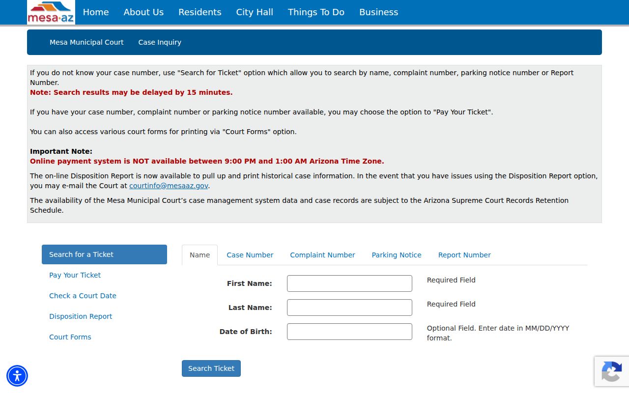 Mesa court records eCourt search portal