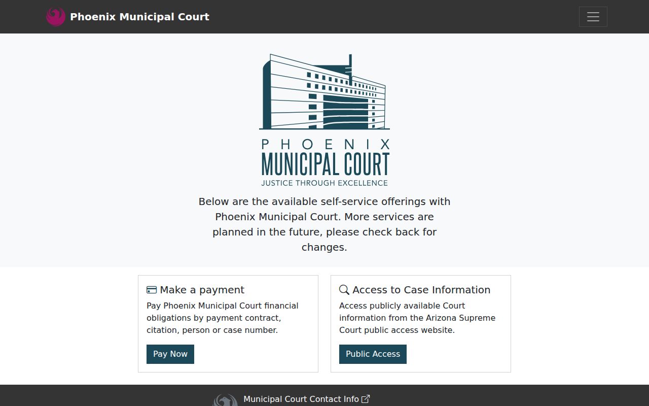 Phoenix court records Municipal Court portal