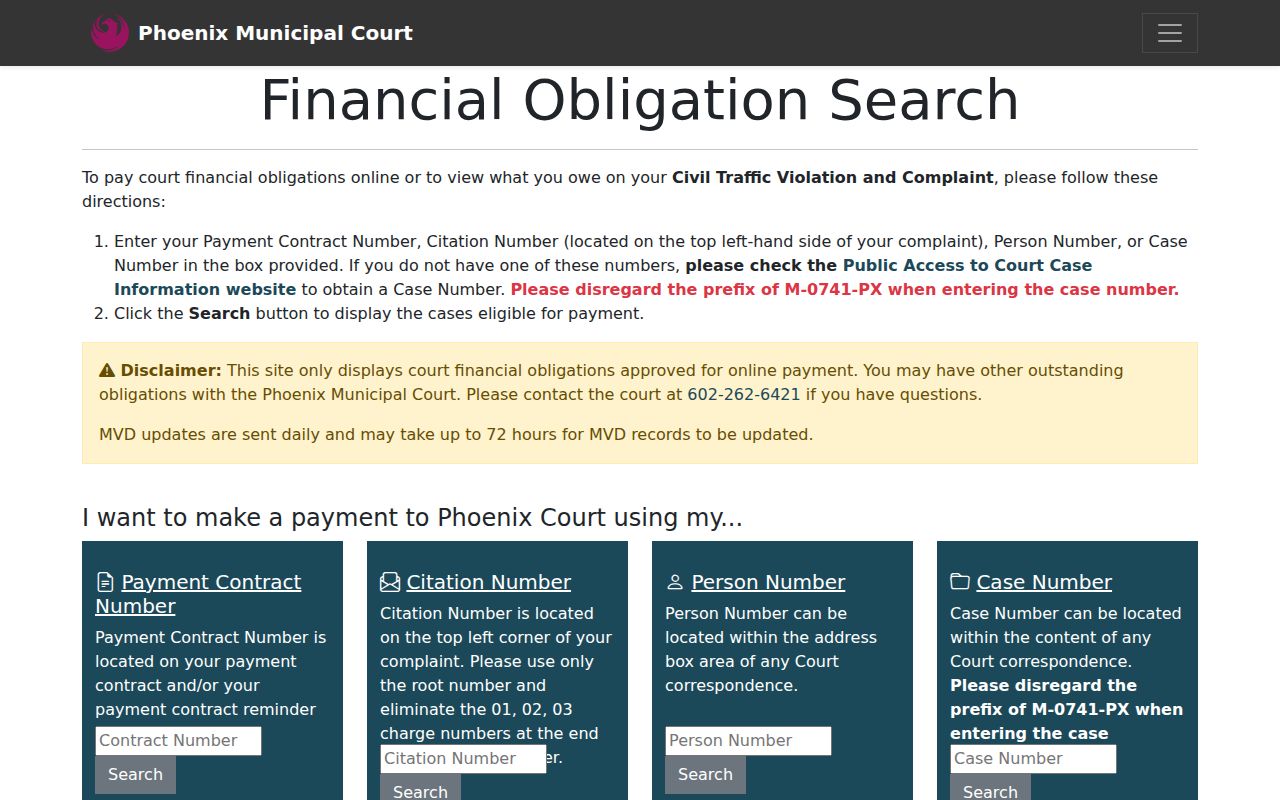 Phoenix court records financial obligation search fields