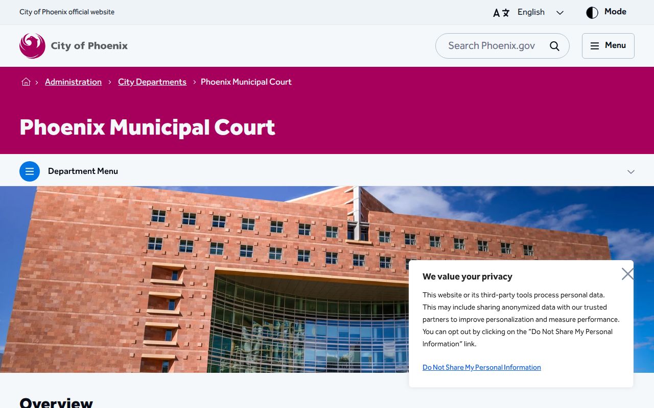 Phoenix court records Municipal Court official overview