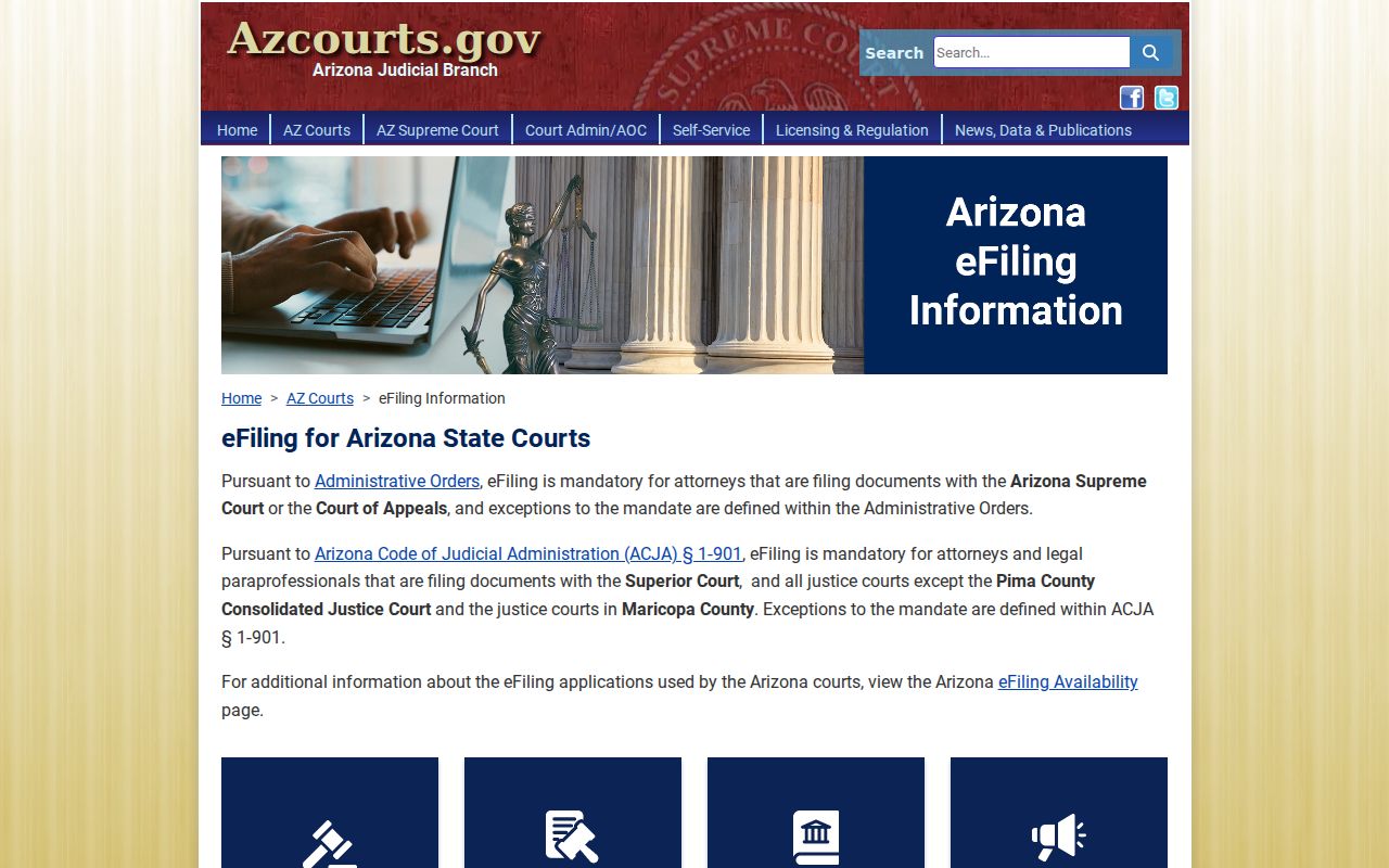 Arizona eFiling information for Maricopa County traffic court filings
